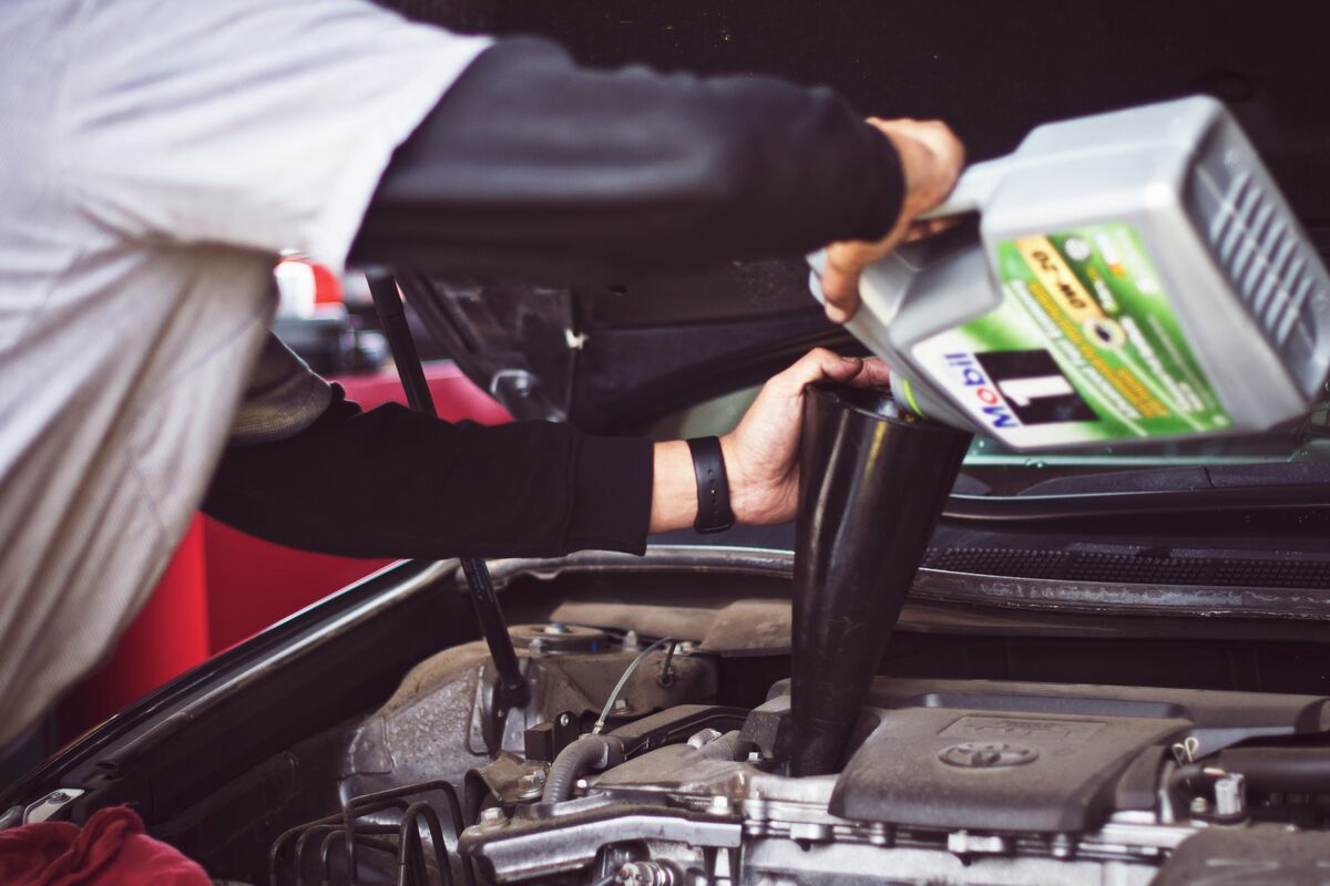 Mechanic working on engine bay