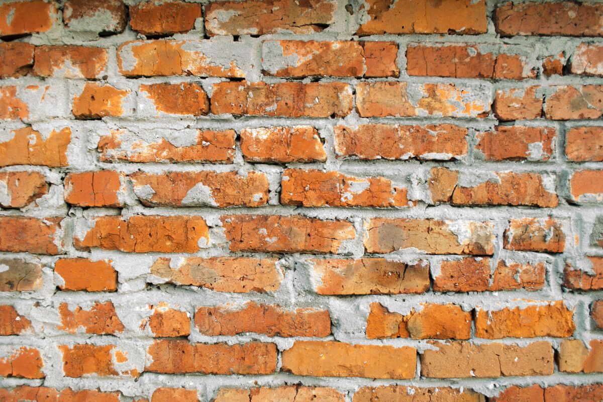 Brick wall with mortar joints