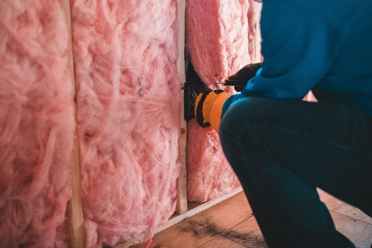 Insulation material inside framed wall